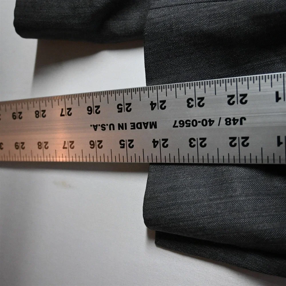 Jos A Bank 42R Gray Herringbone 100% Wool Mens Blazer Suit Jacket Sport Coat - Picture 9 of 12
